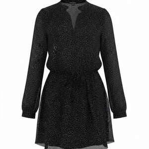 Hillary Radley Black Polka Dot Long Sleeve Dress Size Small